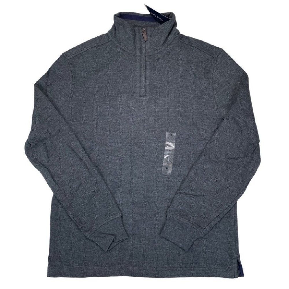 Club Room Mens Quarter-Zip French Rib Pullover Sweatshirt Dark Grey S